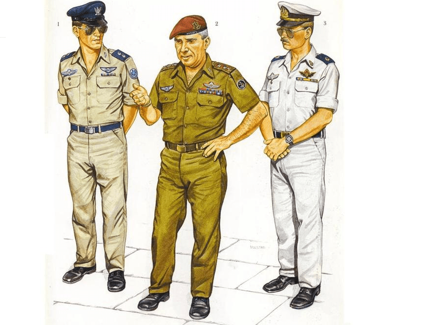 以色列军装左肩有一个布条,这是部队标签,但是很难辨认