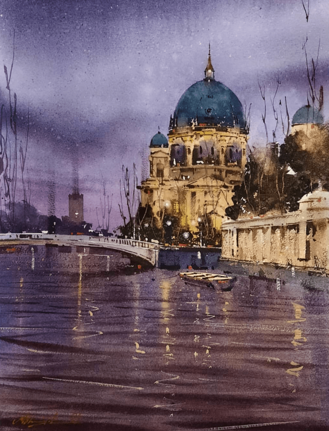 孟加拉国水彩画家abhijit作品欣赏船系列二