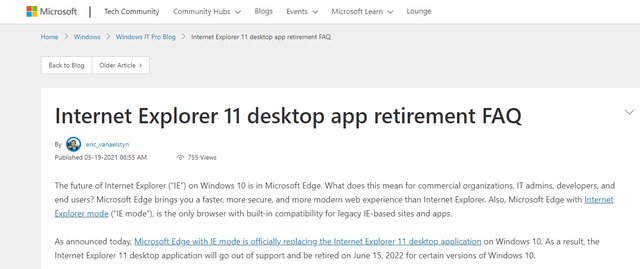 网友|微软将在明年退役IE浏览器，曾占95%市场份额