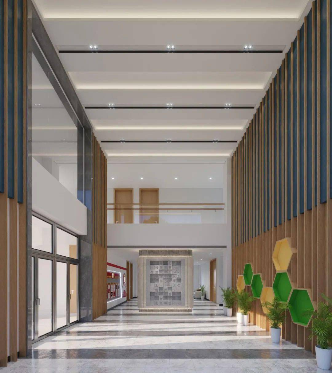 行政办公楼现代时尚,给人以简洁,干练,沉稳的感觉,配色严肃又不失活力
