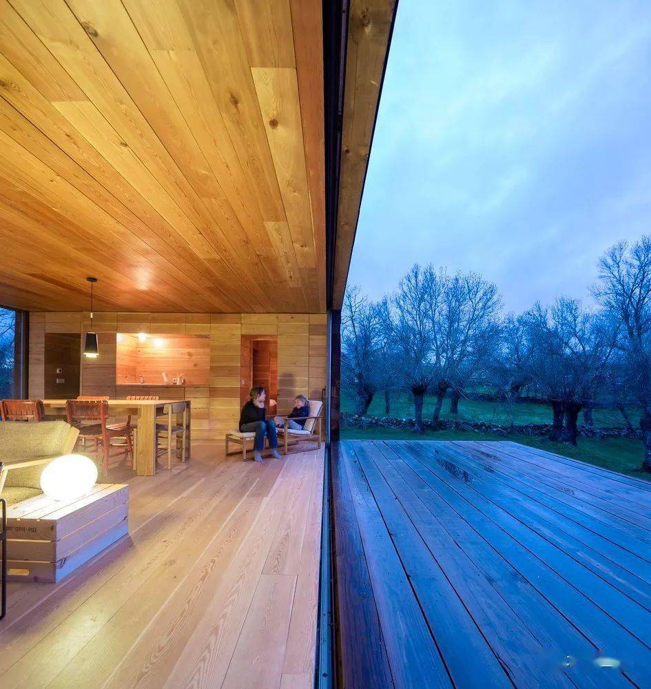 沉浸于黄色的世界重木结构的小小现代木屋