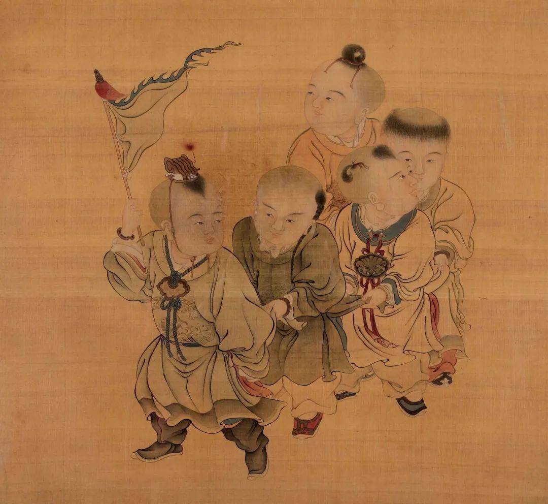 [明代]佚名《婴戏图》,绢本设色,46×50cm私人藏品