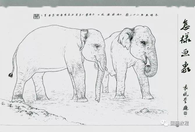 国画教程大象的画法