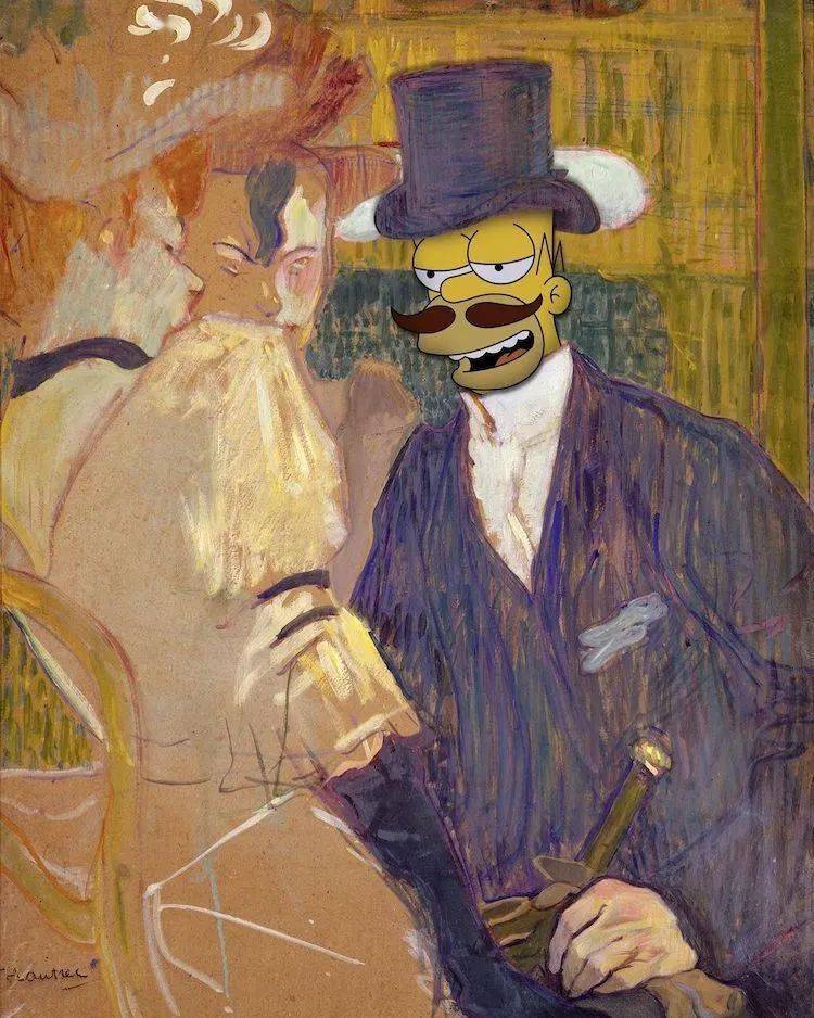 fine art simpsons通过名画和辛普森一家人物的搞笑混搭,创造出既古典