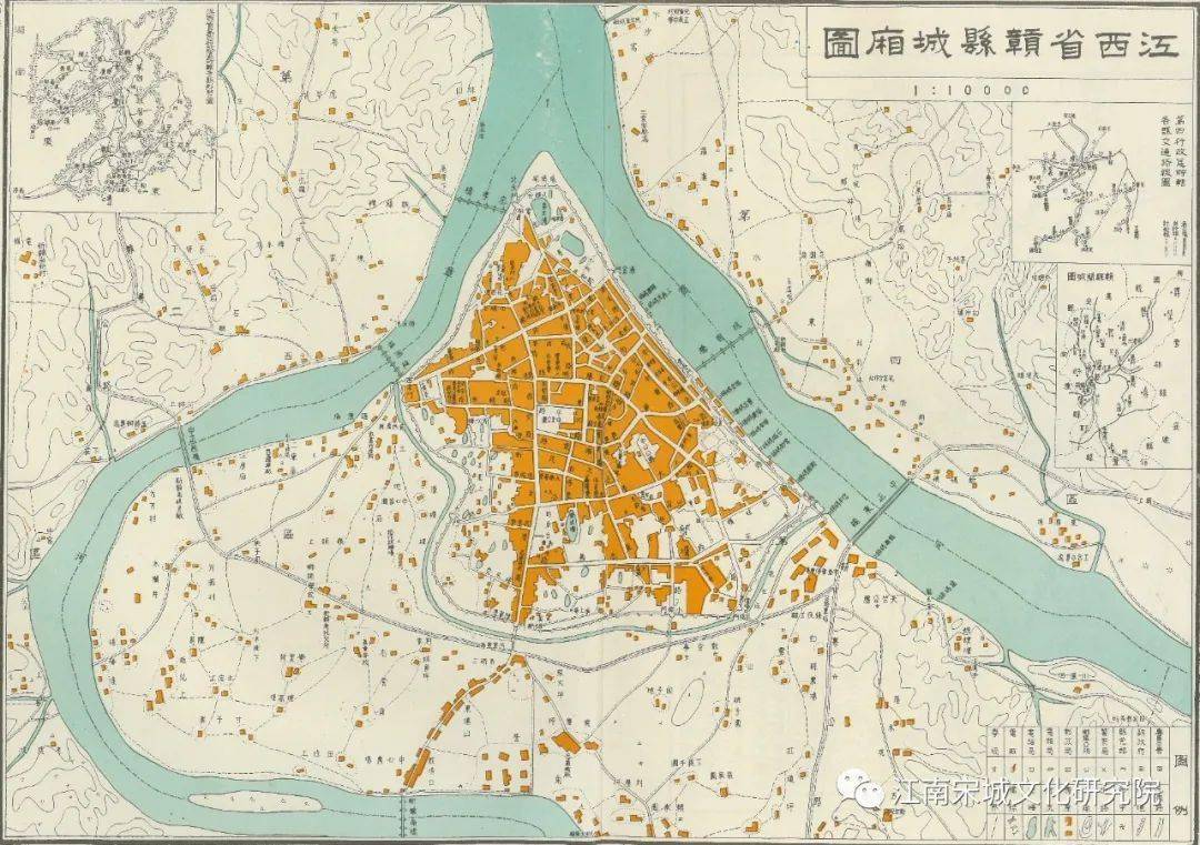 民国地图,可见各大码头自古以来,赣州城处在南北交通的黄金水道上