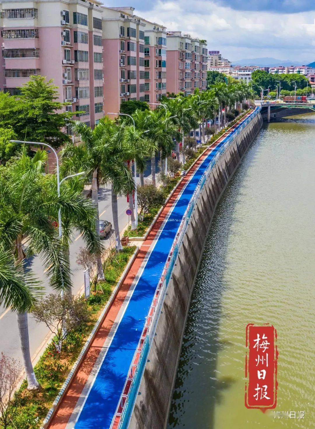 经过3个多月建设,梅州城区梅州大桥至东山大桥江南片区沿河路段(沿江