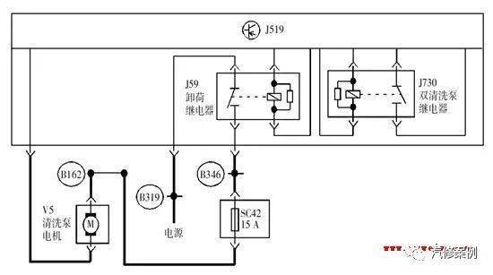 汽修案例:大众迈腾雨刮喷水电机故障排除