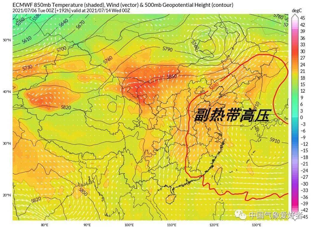 到7月10日晚,随着西北暖脊的东移,东北冷涡的减弱,副高将正式出拳.