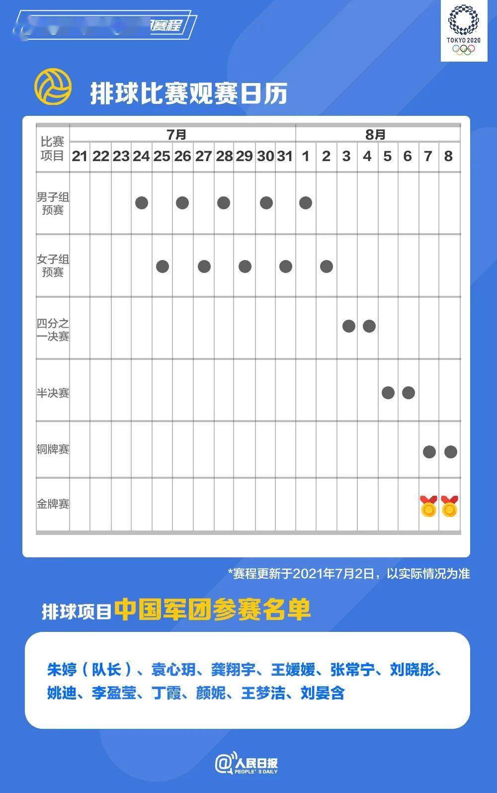 叛逆|收藏！奥运会观赛日历来了！