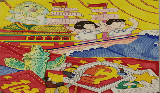 贵池区杏花村实验小学作者:傅乐瑶介简品作主题:百年追梦 砥砺前行