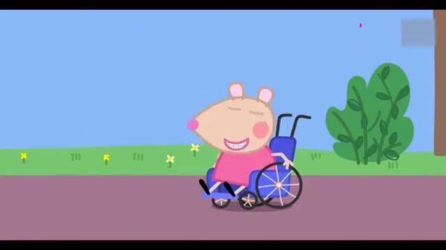 小猪佩奇小松鼠坐在轮椅上要和小朋友们打球