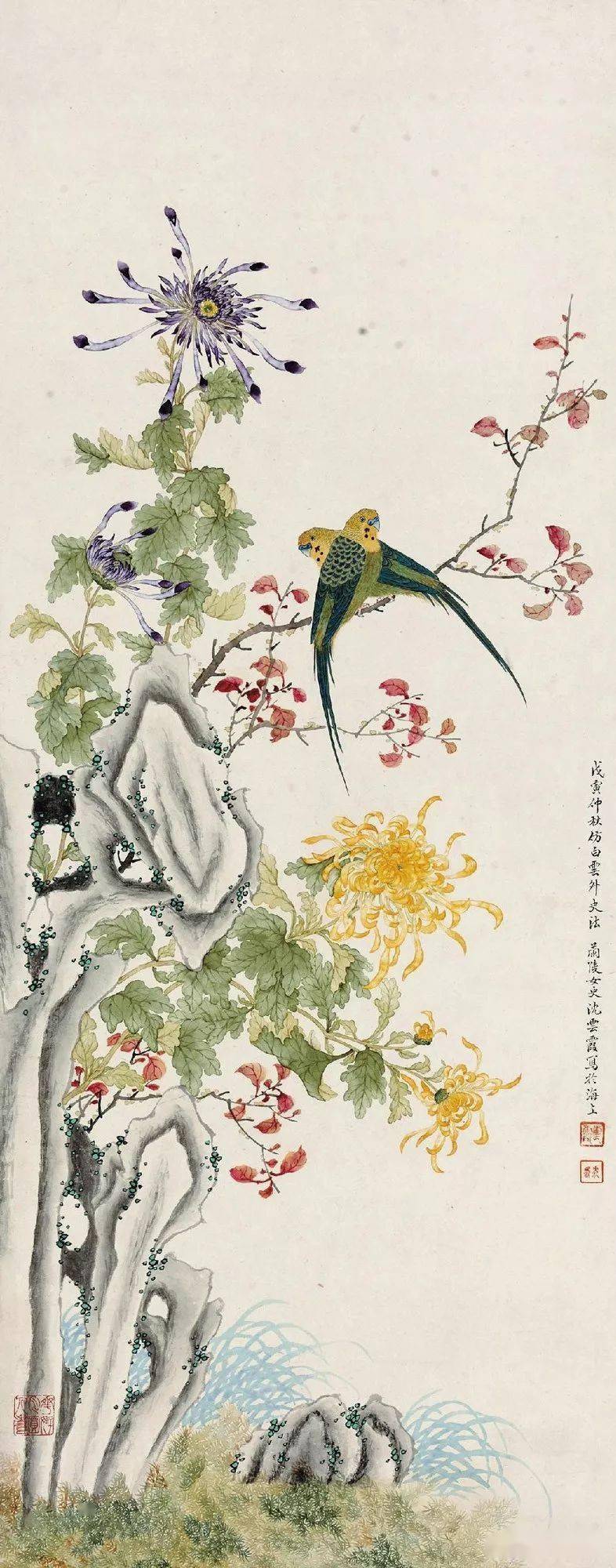 名家笔下的鹦鹉:五色斑斓,灵动可爱