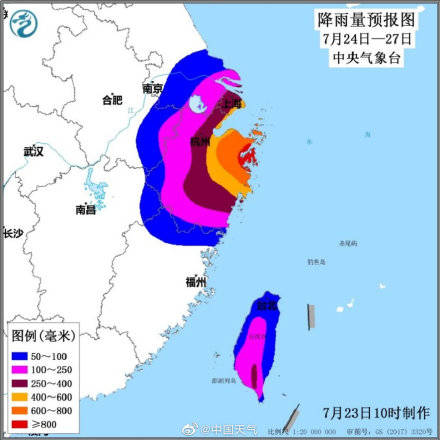 影响|数字画像：“烟花”或成7月登浙江最强台风 华东台风雨将刮近一周