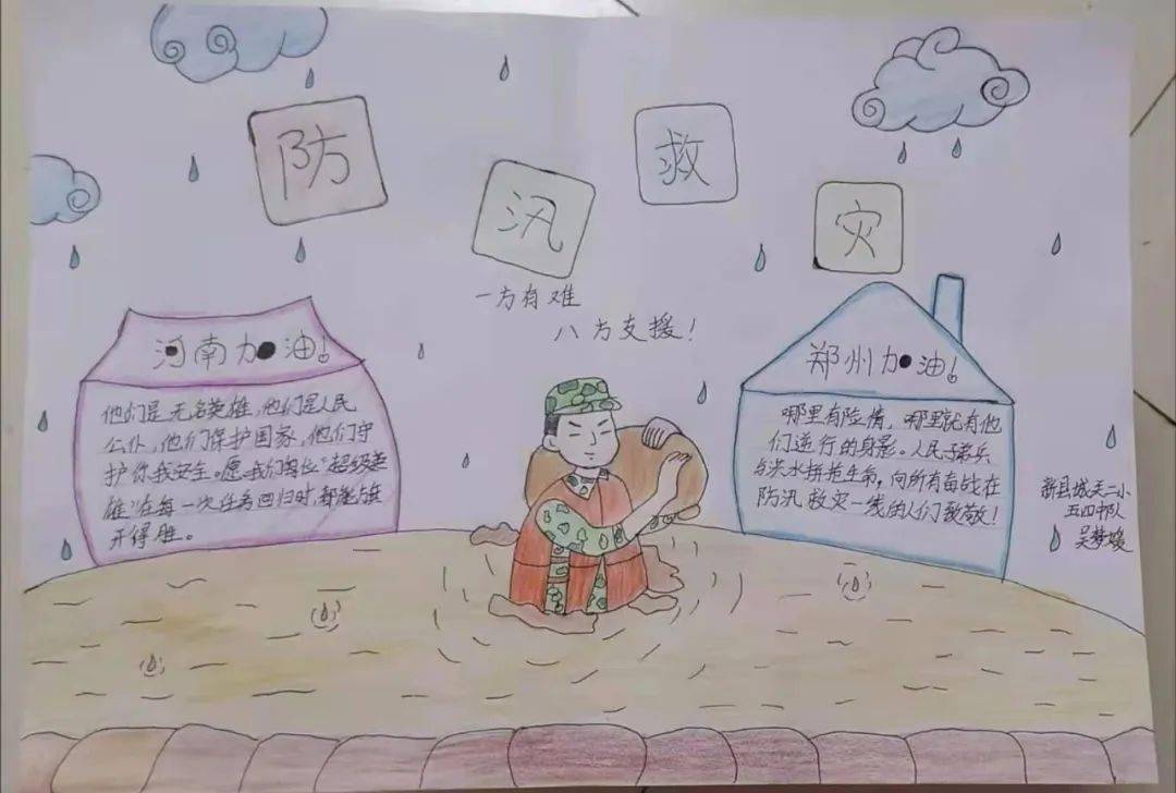 河南洪水救灾手抄报图片