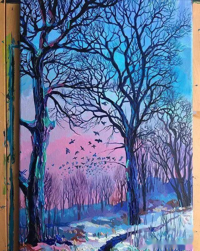 丰富的色彩层次|厚涂的梦幻风景