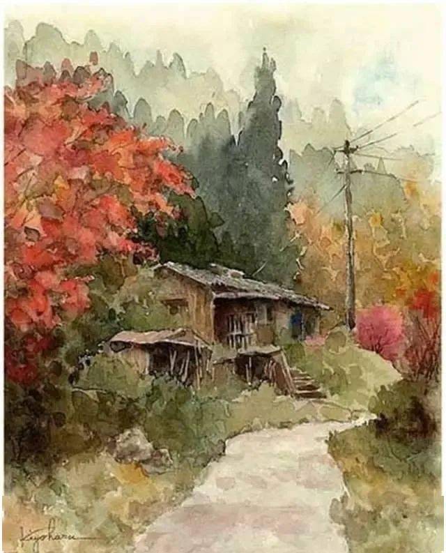 楢崎 清春 作 水彩画