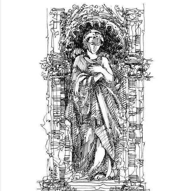 50张建筑手绘速写神作复杂场景刻画细致入微