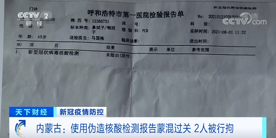 伪造核酸检测报告行拘