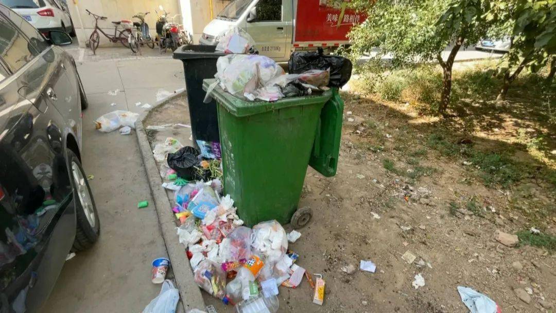 在小区内环境卫生脏乱差的现象也依旧存在,位于小区南边的一处垃圾箱