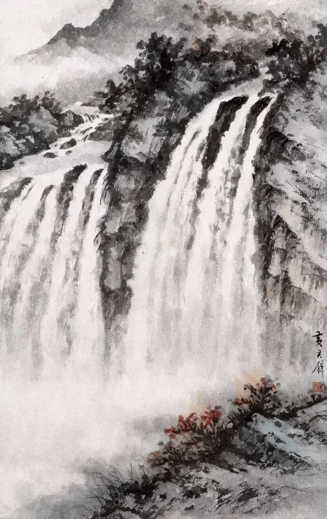 黄君璧画云水瀑布，气势惊人_搜狐网