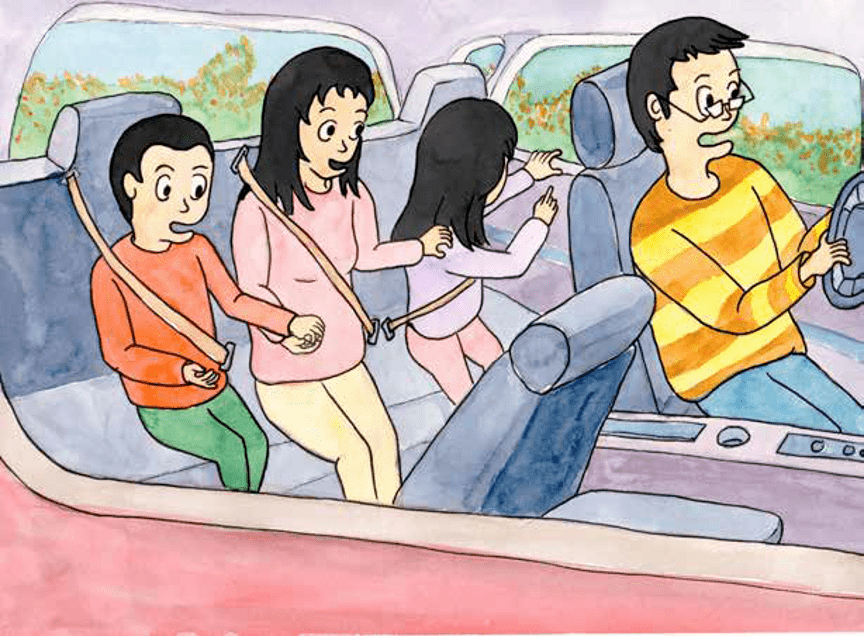乘车安全绘画图片