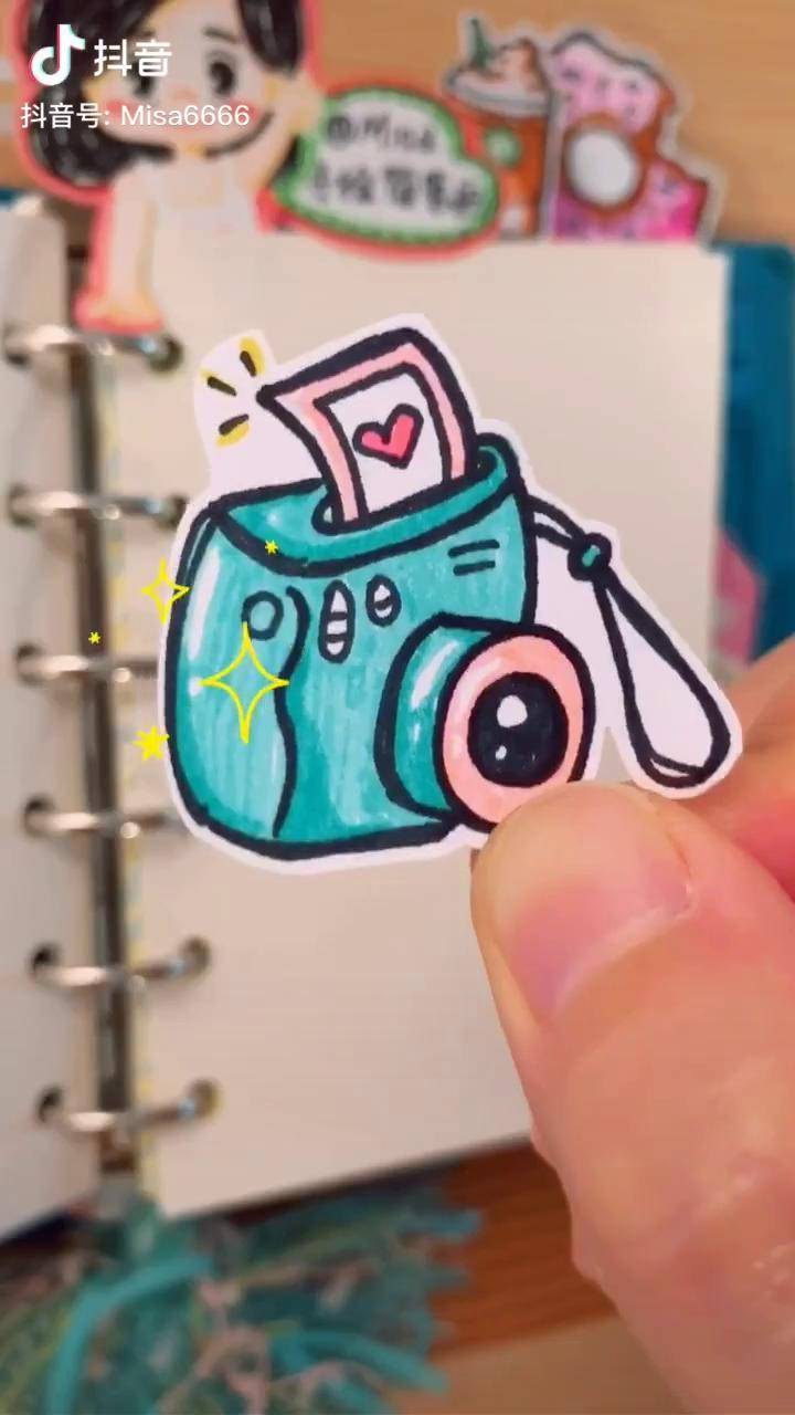 拍立得相机手绘简笔画手账素材