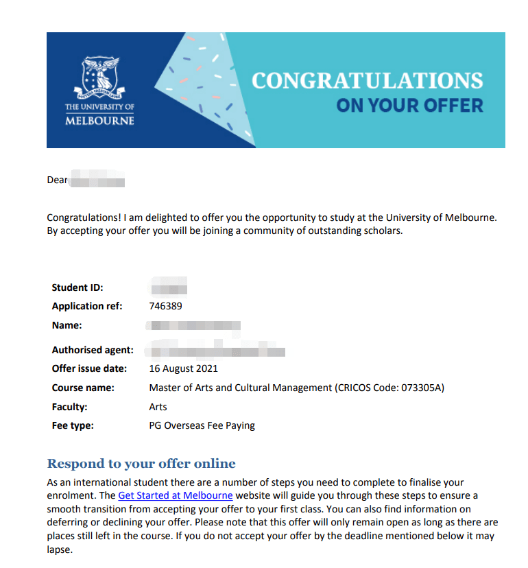offer来了墨尔本大学艺术和文化管理专业