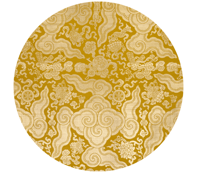 故宫博物院藏清·鹅黄色地八宝八仙云纹织金绸源于故宫博物院官网好香