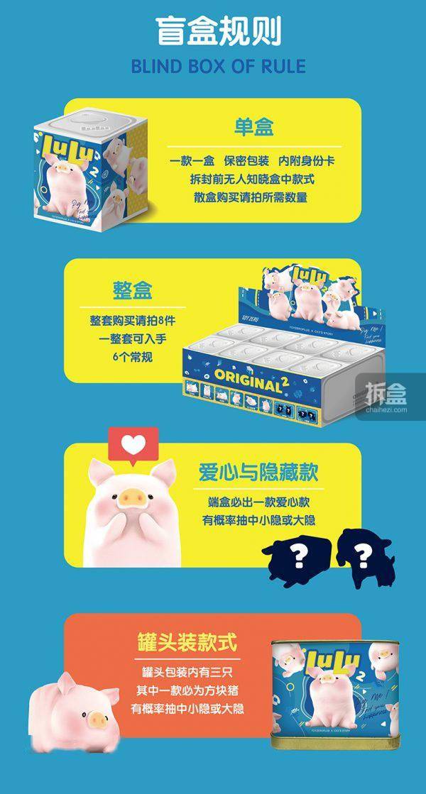 方块|52TOYS 罐头猪LULU 经典系列2 盲盒动物潮玩摆件