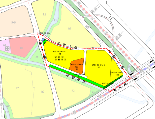 调整后用地规划图 3.2用地控制指标调整