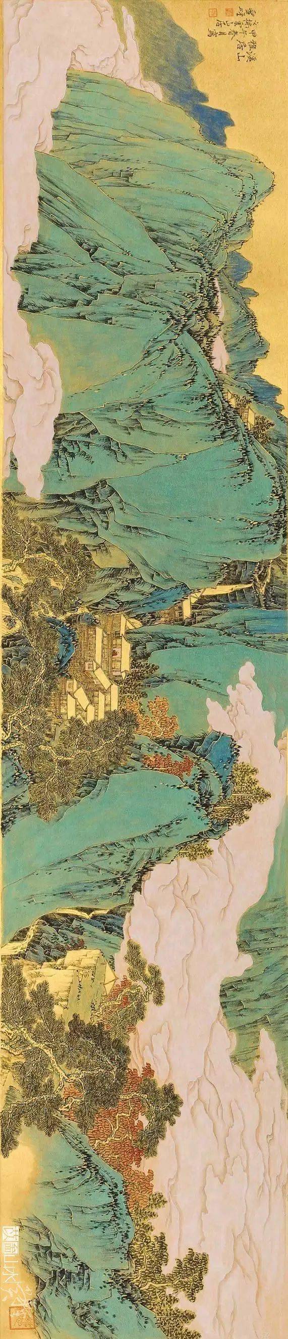 这组青绿山水精密严谨设色雅致好美