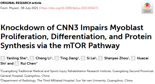 团队|新发现！广州科研团队首次报道特定物质可促进肌损伤修复