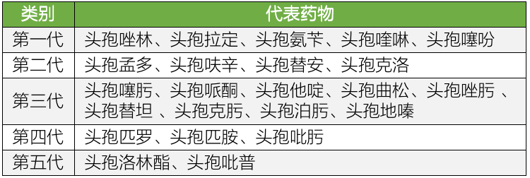 抗生素分类及代表药物图片