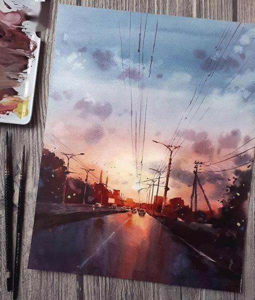 水彩画的光影,更富有层次感