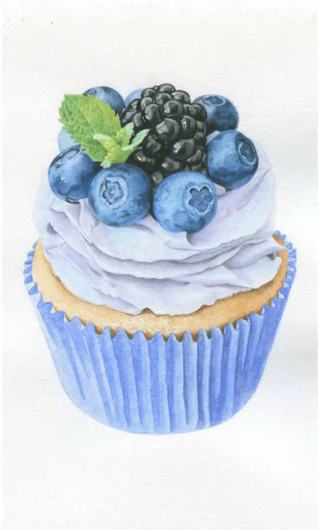 彩铅教程酸酸甜甜的蓝莓冰淇淋美味