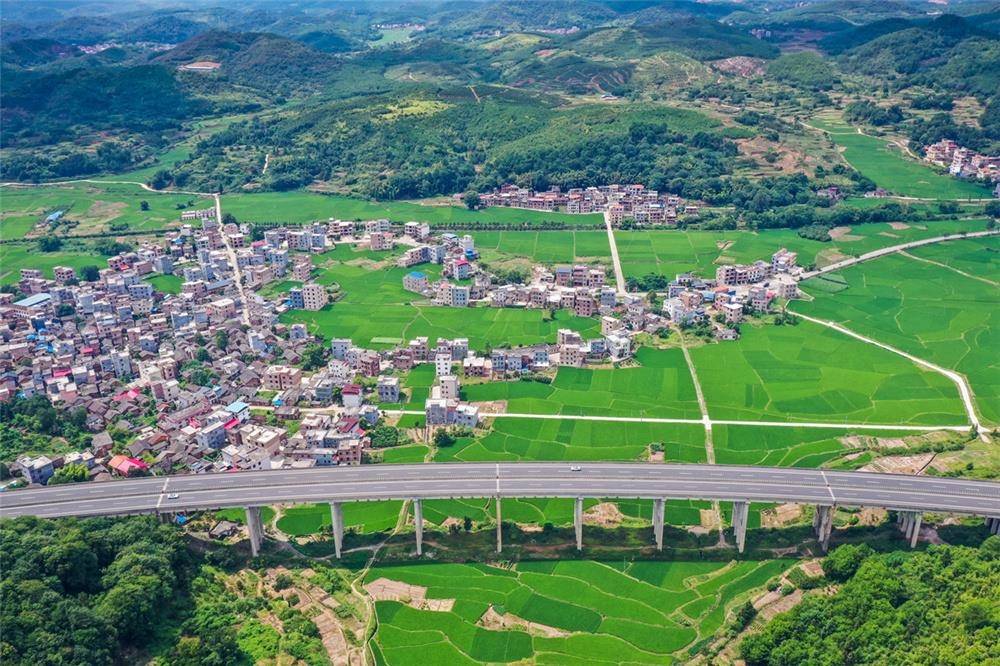 8月27日,蓝山县土市镇三广村,高速公路在青山,绿野间穿行而过,沿途