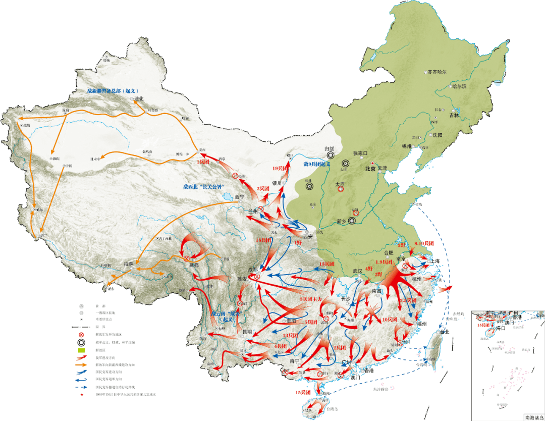 中国人民解放区战略进攻示意图《扶眉战役纪念馆展览图》由国内军事