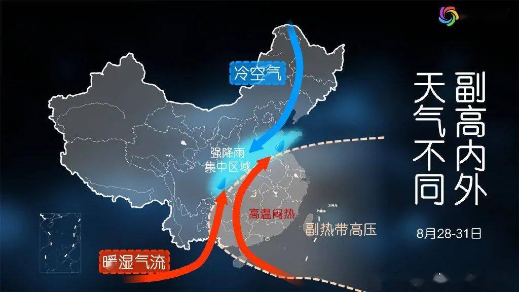 在它控制下的江南华南一带,秋老虎继续作威;而副热带高压西侧和北侧的