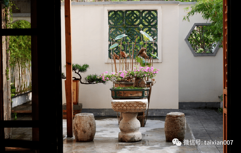 百年老石器中式庭院小景