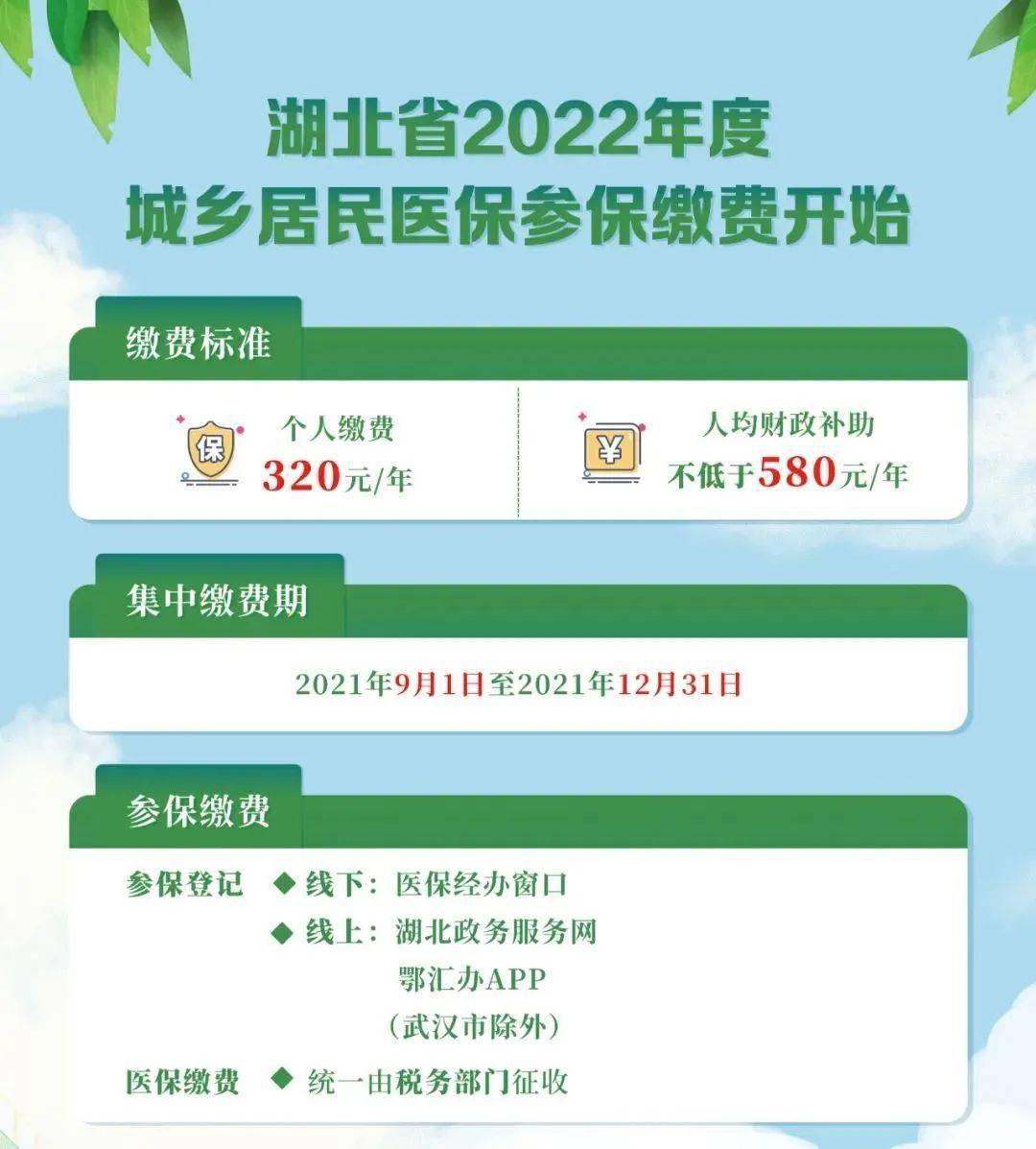 所有人9月1日2022年度湖北城乡居民医保缴费开始