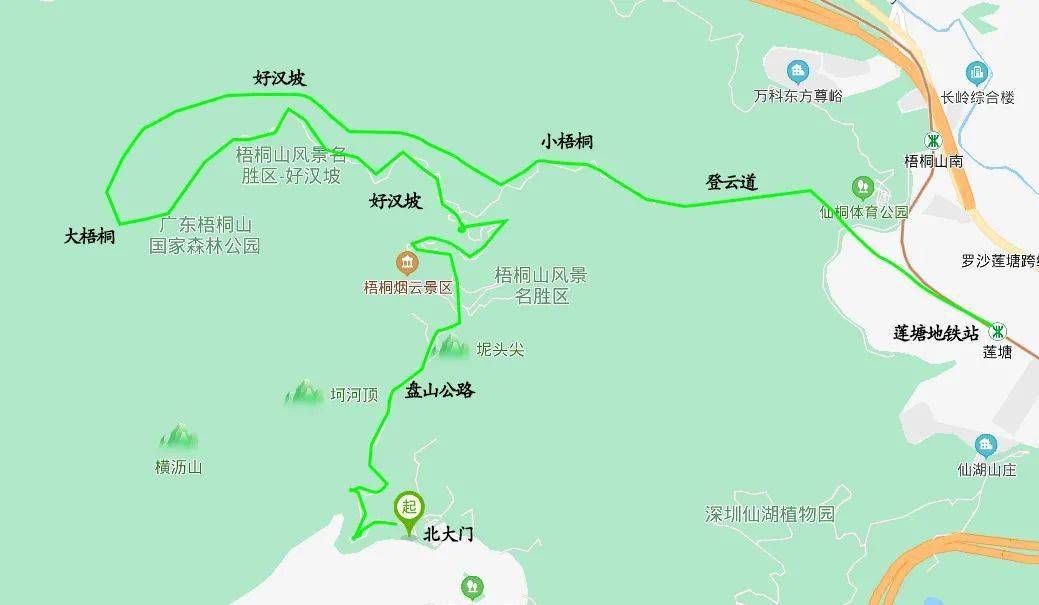 深圳梧桐山登山路线图片