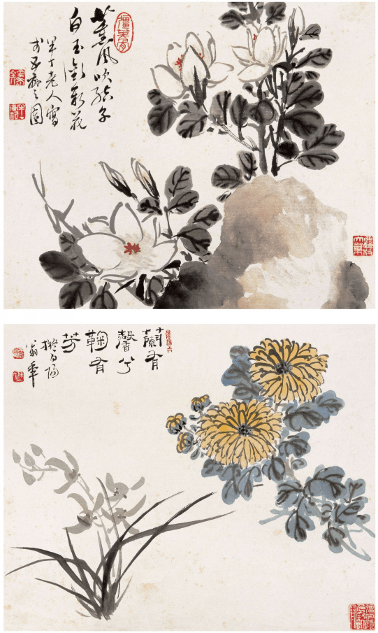陳半丁 花卉雙幅 陳半丁-花卉｜2023秋季- 帝圖拍賣- 領銜全台書畫文物類第一拍賣品牌