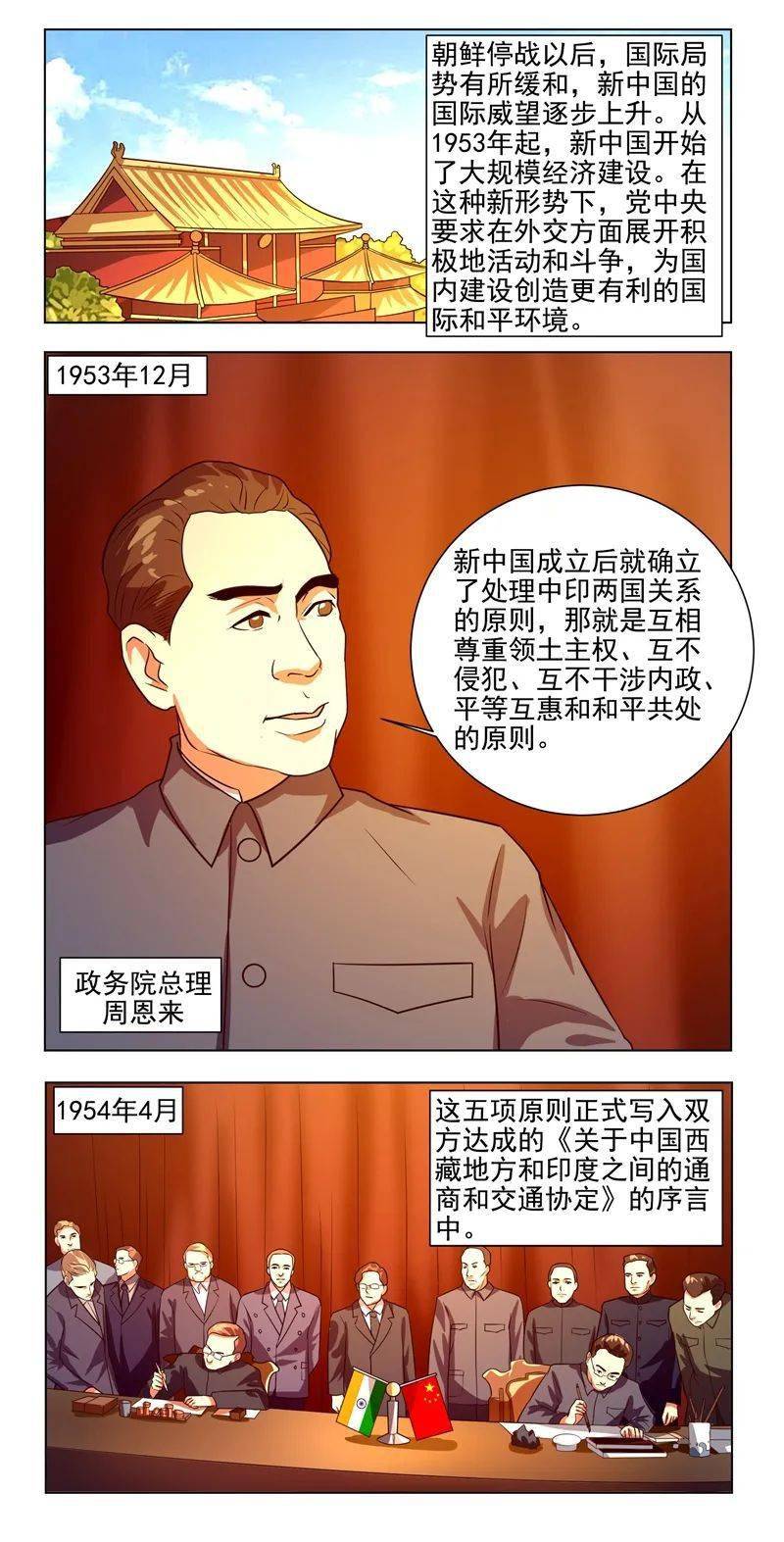 四史学习漫画新中国史和平共处五项原则
