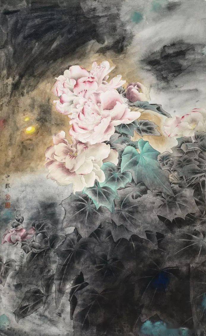 周中耀一花一叶一鸟一虫姿态优美画境典雅