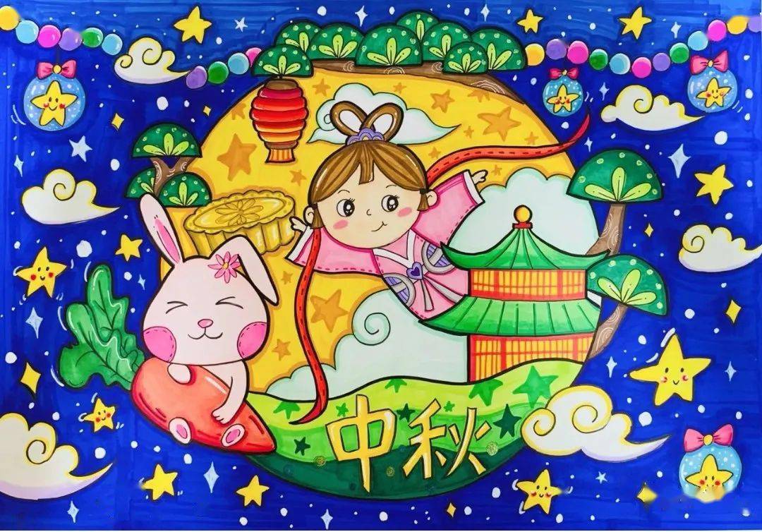 中秋节绘画题材图片