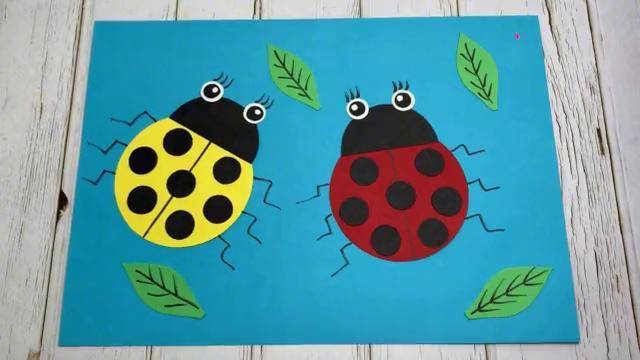 幼儿园创意手工剪贴画可爱的小瓢虫都是由圆形半圆组成