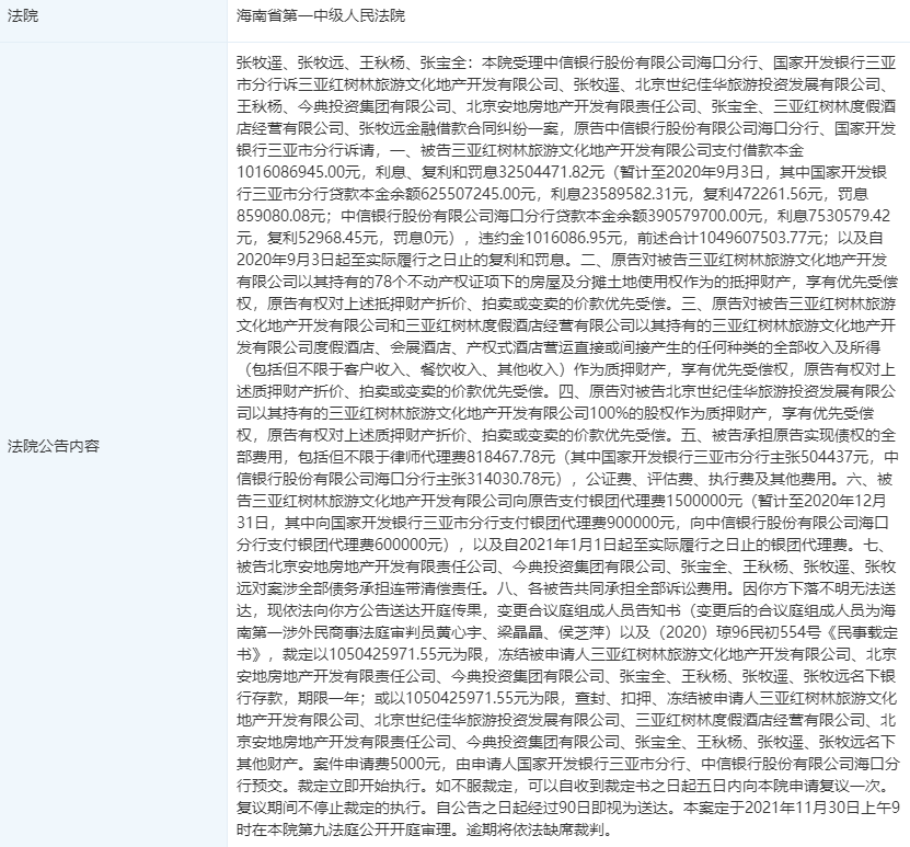 红树林酒店超10亿贷款逾期 董事长张宝全多次被限高(图3)