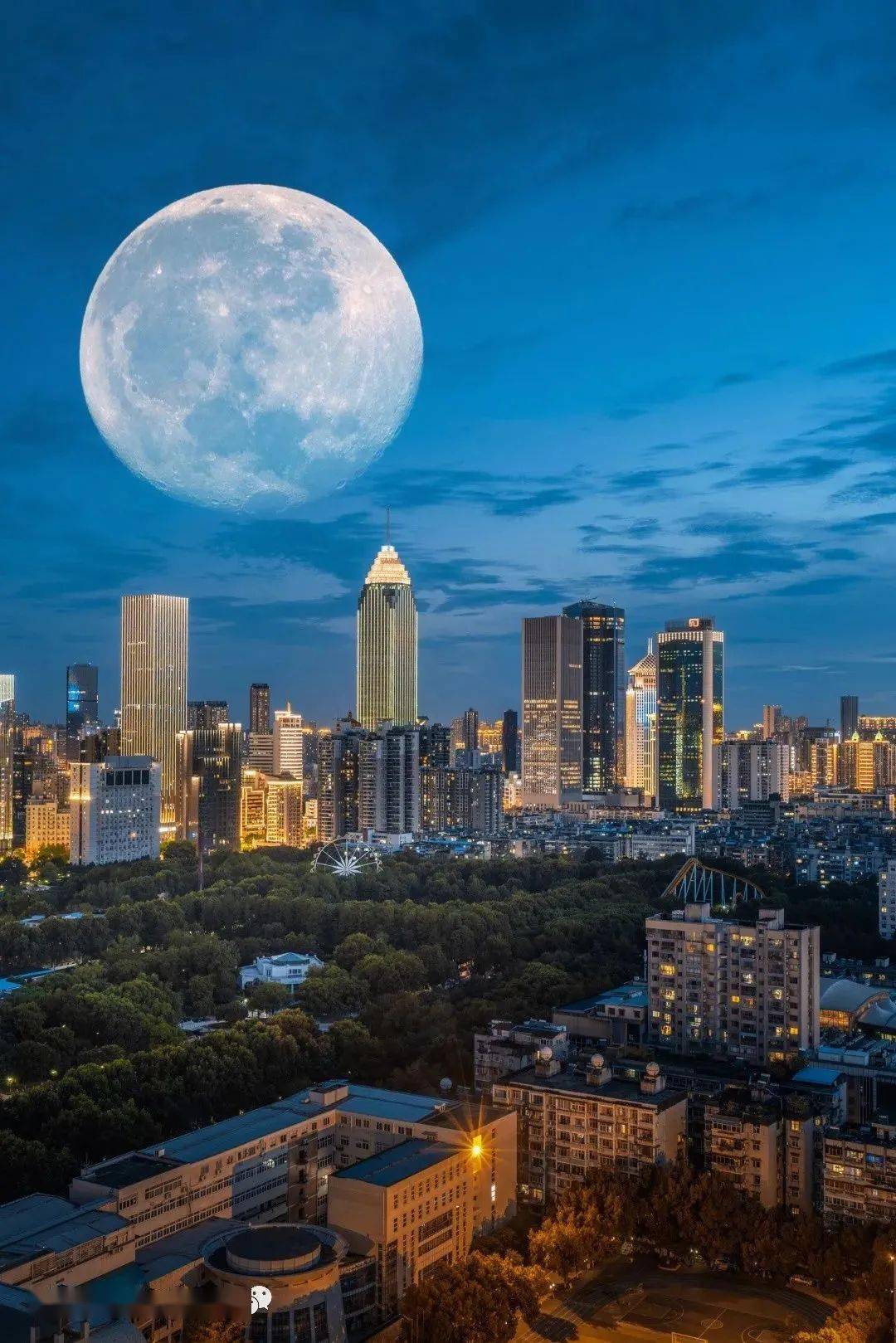 一轮圆月,陪伴着这座城市里的每一个人当你看着月亮,月亮也看着你也