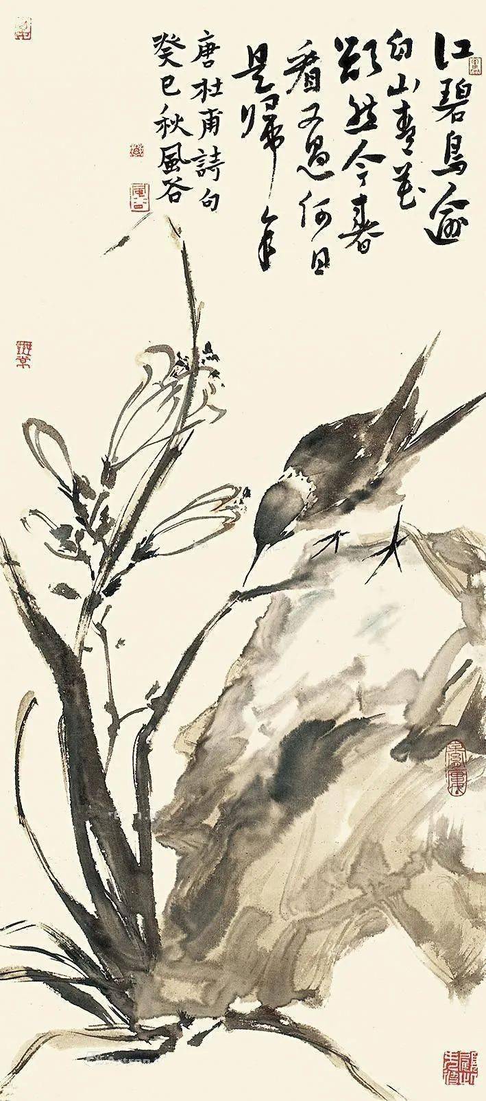 余风谷花鸟画字里画间充盈着一股乡间野趣