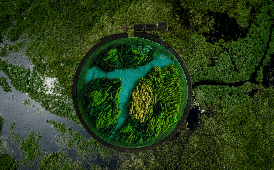 纺织|她在地球上做刺绣？用手工艺还原航拍风景，简直美翻了！